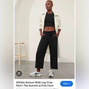 Athleta Avenue Wide Leg Crop Pants, Size 6, Black